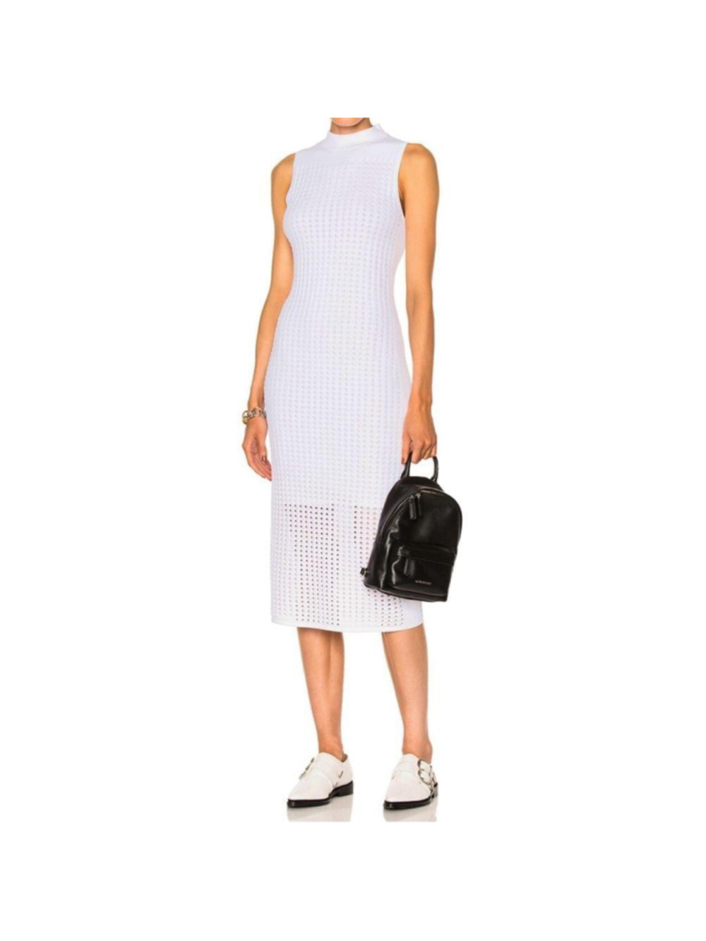 RAG & BONE INGRID SLEEVELESS EYELET MESH MIDI DRESS EHITE SIZE SMALL